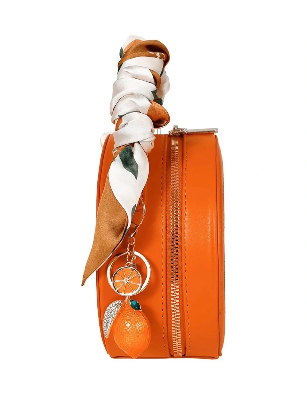 Orange Slice Round Crossbody Bag with scarf and key chain bundle of 3 - Picture 2 of 3